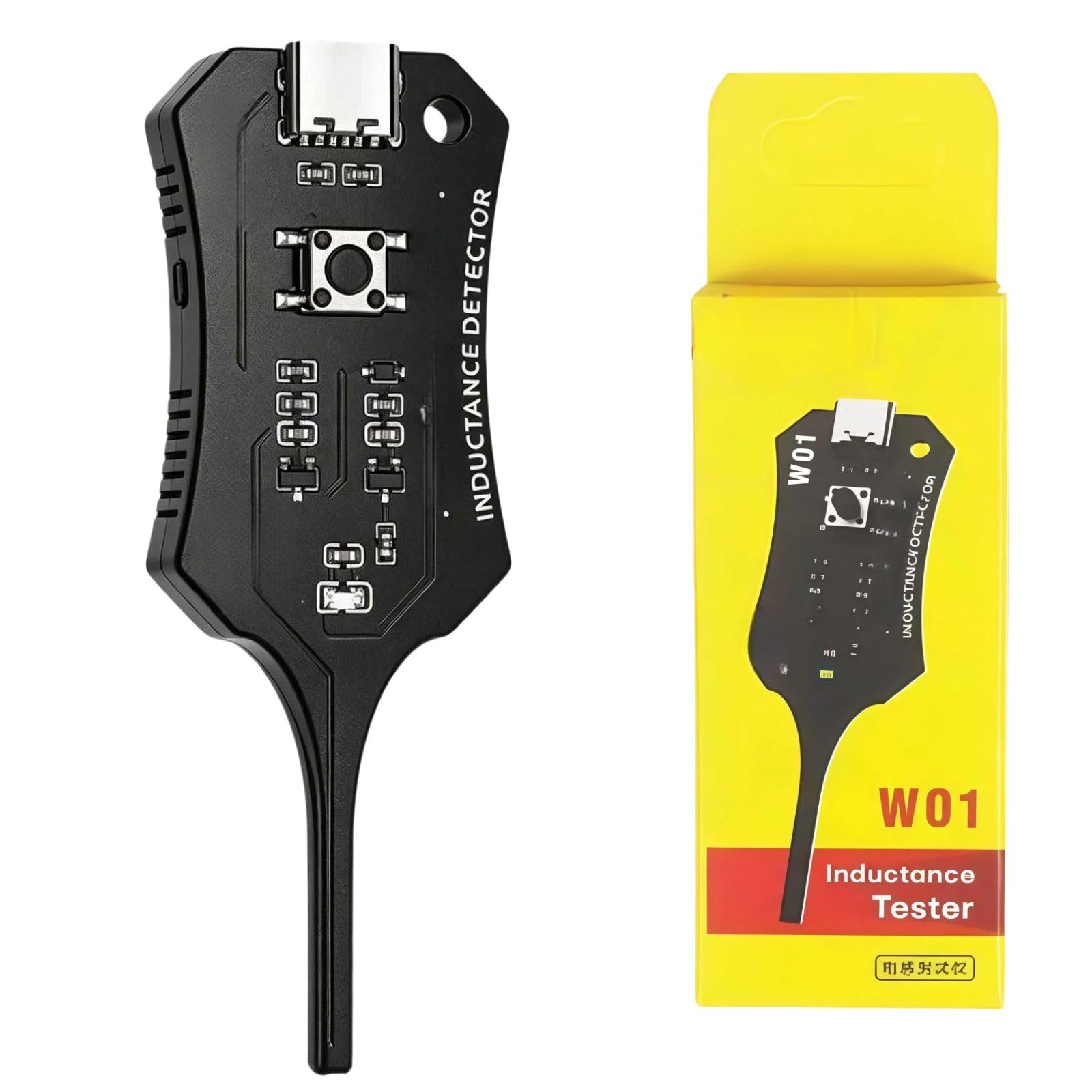 Type-C Inductor Tester, Coil Detection Tool for Circuit Board Repair, Electromagnetic Inductance Tester for Phone and PC Motherboard Troubleshooting (Black)