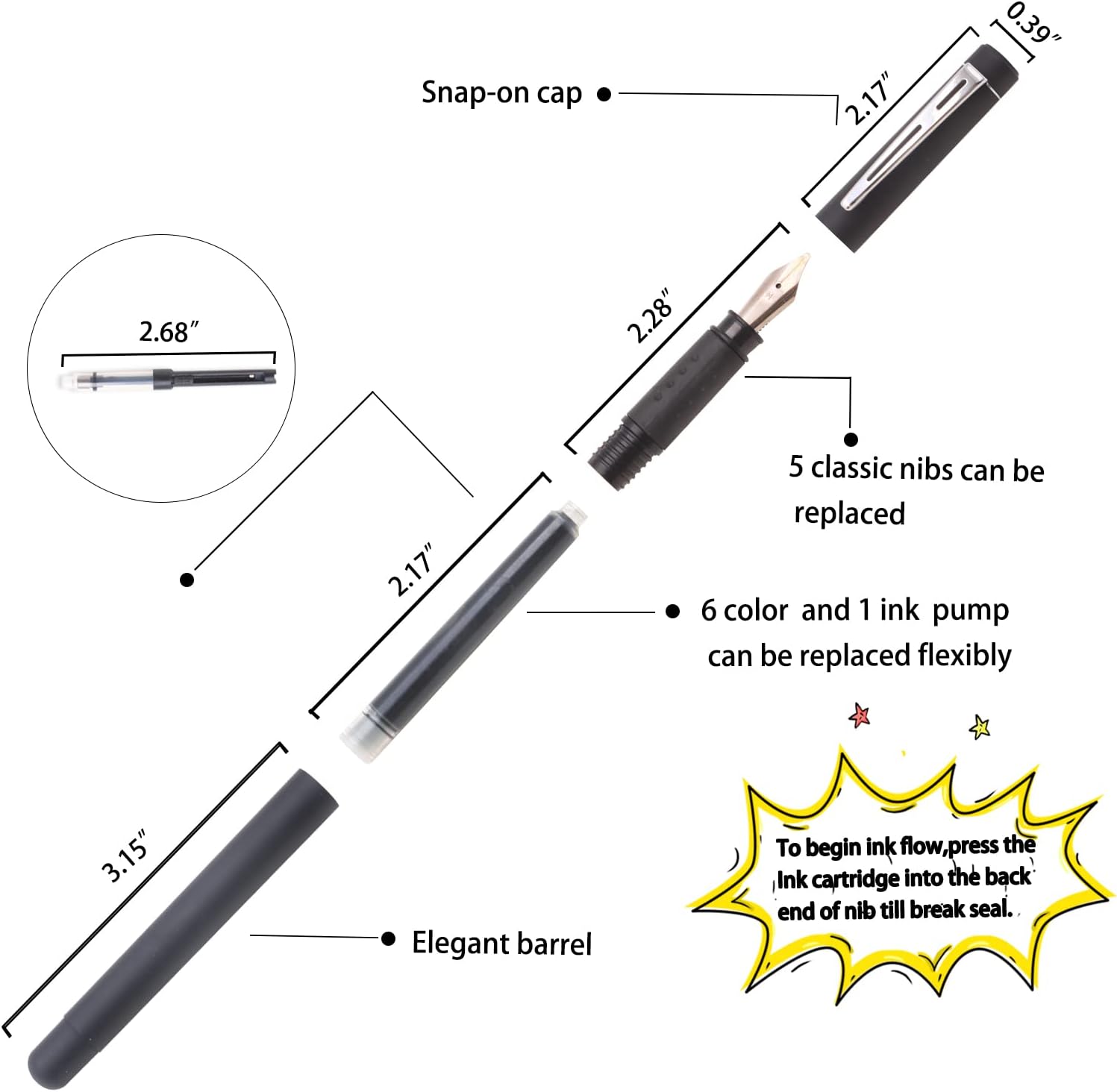 Artecho Calligraphy Pen Set 25pcs, Includes 16 Ink Cartridges (6 colors), 5 Classic Nibs, 2 Calligraphy Pens, Ink Pump and Calligraphy Pad for Writing and Practice, Suitable for Beginners