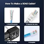 100-Pack RJ45 Cat6 Pass Through Connectors Ethernet Crimp Connector RJ45 Modular Plugs for Solid or Stranded UTP Cable
