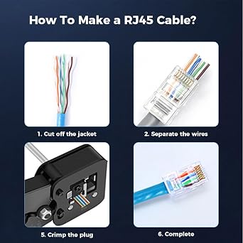 100-Pack RJ45 Cat5e Pass Through Connector RJ45 Modular Plugs for Solid or Stranded UTP Cable