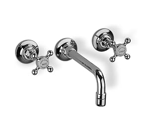 1890S CONCEALED WALL MOUNT FAUCET NO WASTE CERAMIC DISC Polished Chrome