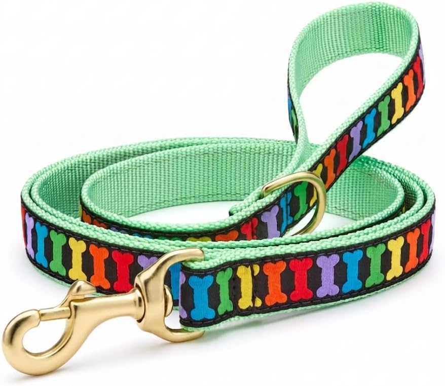 Up Country, Dog Lead Rainbones Pattern Leash with D-Ring, 5 Foot (5 Foot 5/8" Narrow)