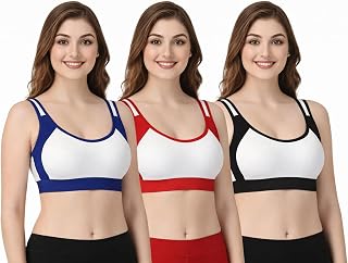 Wonkey Women Sport Bra Pack of 3 Combo Breathable & Adjustable, Easy Comfort Price In India