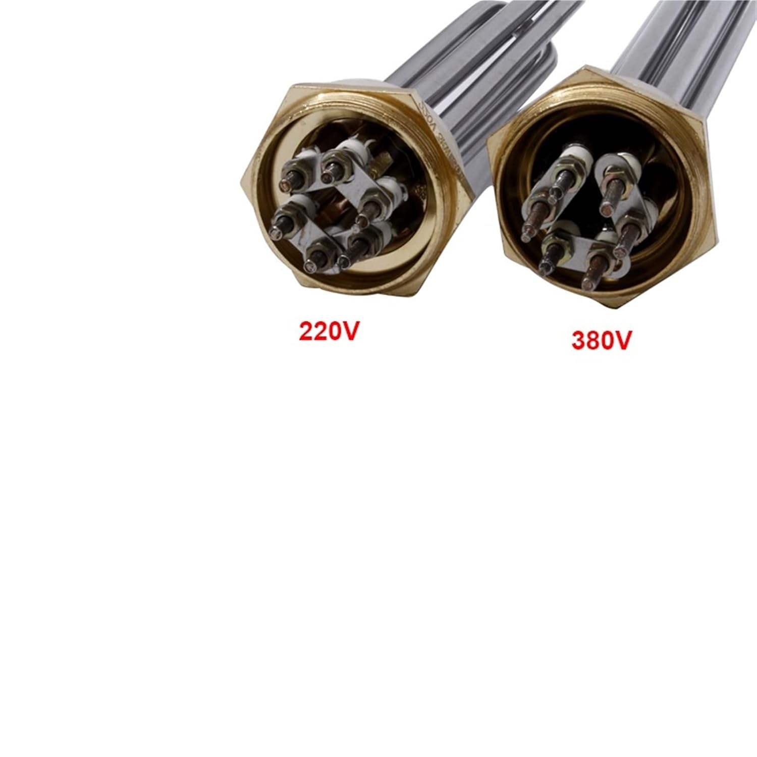 1Pcs DN40 Immersion Water Heater Heating Tube 1.5" Thread 220V/380V Power 3KW/4.5KW/6KW/9KW/12KW 304SS with Locknut for Tank(380V 3KW 203mm)