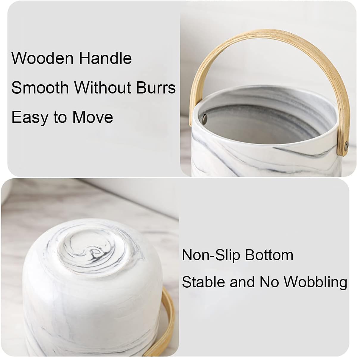 Kitchen Ceramic Utensil Holder Larger Capacity Ceramic Utensil Crock for Kitchen Countertop & Dining Table (with Wooden Handle, 5.5"×5.5"×"4.7") : Home & Kitchen