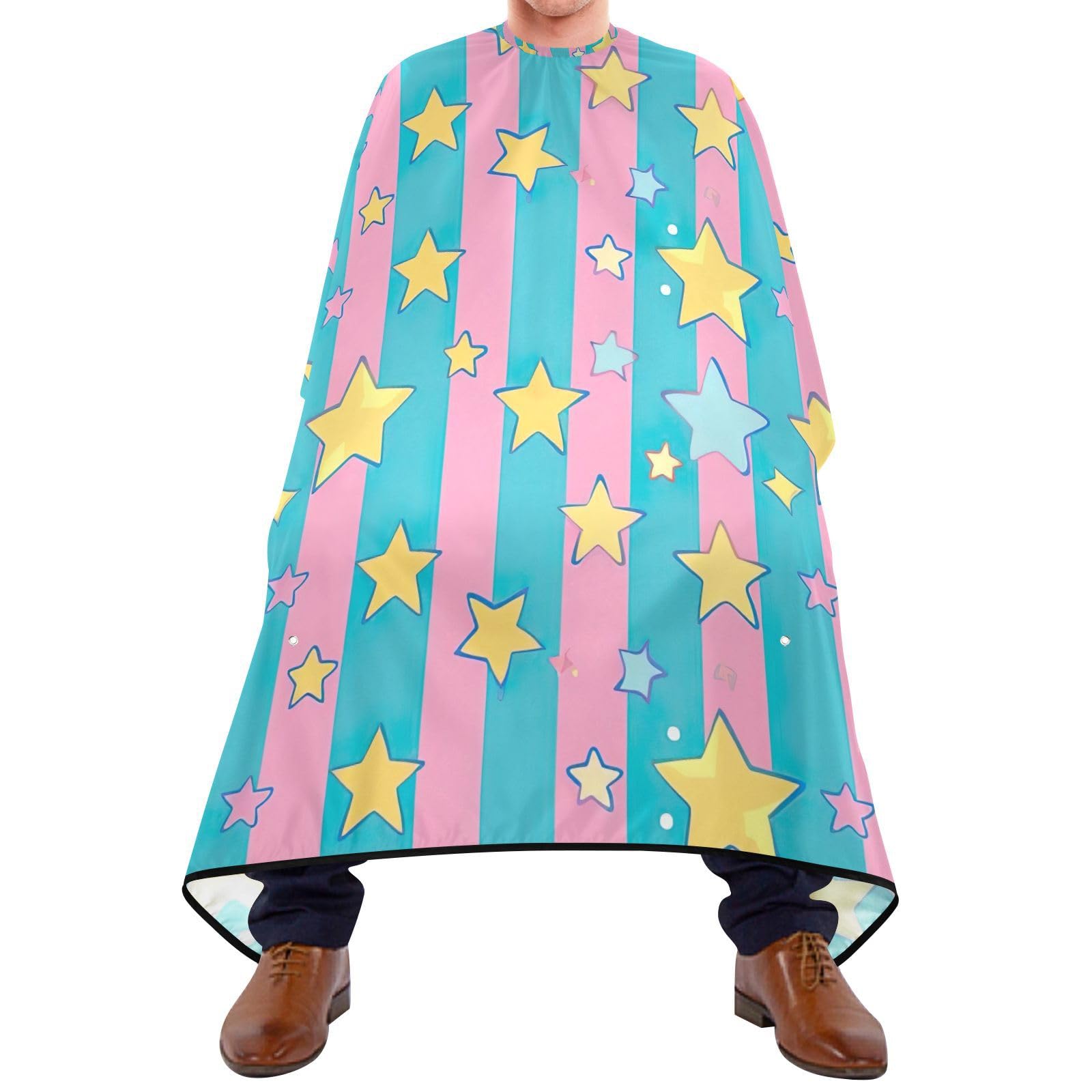 Hezely Colored Striped Stars Hair Dye Cape, Barber Cape for Adults,Waterproof Salon Cape,Waterproof Hairdressing Styling Hair Cutting, 65
