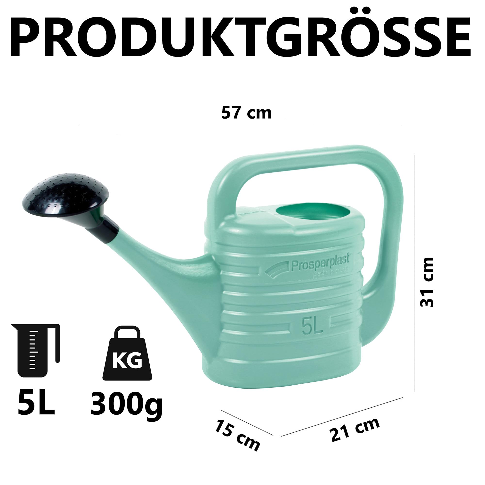 Arrosoir de jardin en plastique de 5 l, pour l'intérieur et l'extérieur, arrosage, fleurs, plantes d'intérieur, jardin, maison, appartement, outils de jardin avec pomme d'arrosoir - 5 l