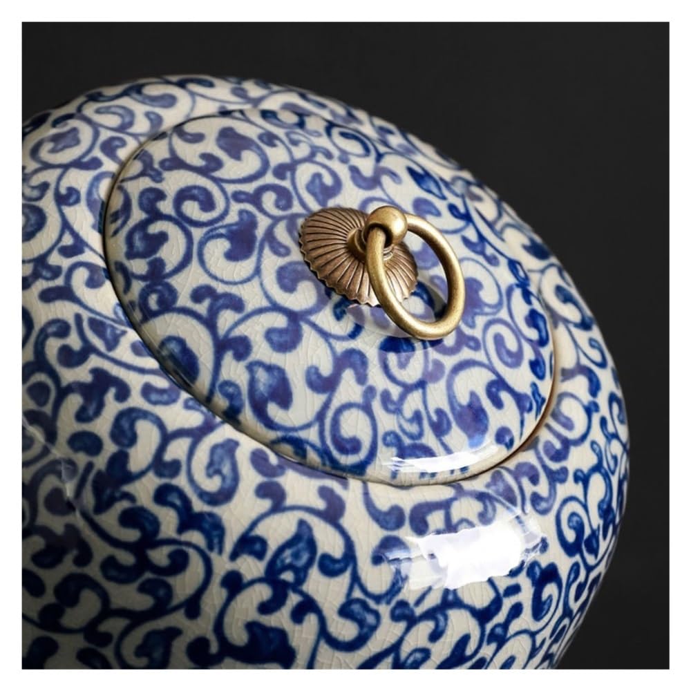 Pojemnik na herbatę Chiński pojemnik na herbatę ceramiczny słoik uszczelniający duży magazyn do przechowywania w gospodarstwie domowym Retro luźny liść uniwersalny(L)