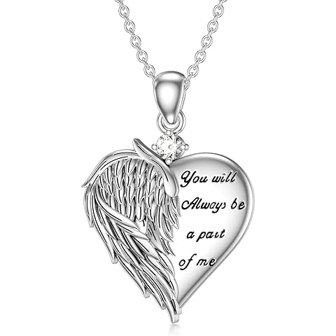 Diamond Angel Wings Necklace for Women 925 Sterling Silver Guardian Angel Wings Pen...