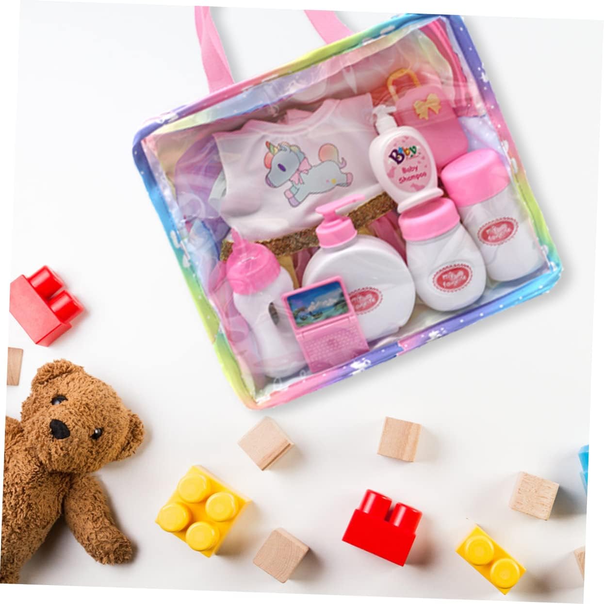 Toyvian Portable Doll Clothes Storage Bag Mini Handbag Organizer Pouch for Kids Travel Doll Accessories Clear Storage Case 9.64X8.66X3.14In - Image 4