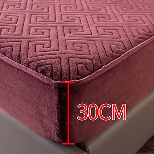 Miniatura 2 de Sábana de hotel urious, protector de colchón acolchado de algodón grueso de terciopelo coral, para dormitorio, habitación de invitados, casa de