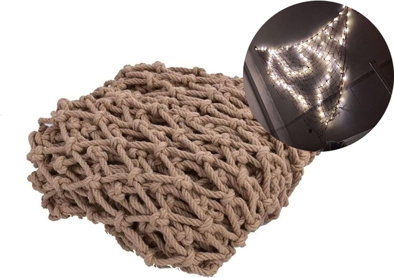 Protection Rope Net for Kids,Retro Hemp Mesh Rope Netting for Swing Hammock Balcony,Large Size Rope Netting for Playground Banister Jute Net Plant Support Netting