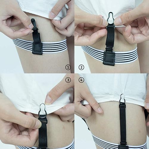 Vista 7 de Daily Treasures Juego de tirantes para hombre, 2 ligueros a rayas, cinturón y 1 liguero en maceta con clips antideslizantes y resistentes