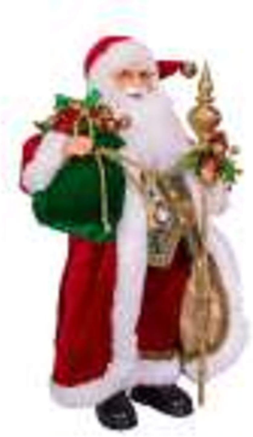 Kurt Adler 17-Inch Kringle Klaus Elegant Santa with Staff and Bag of Gifts