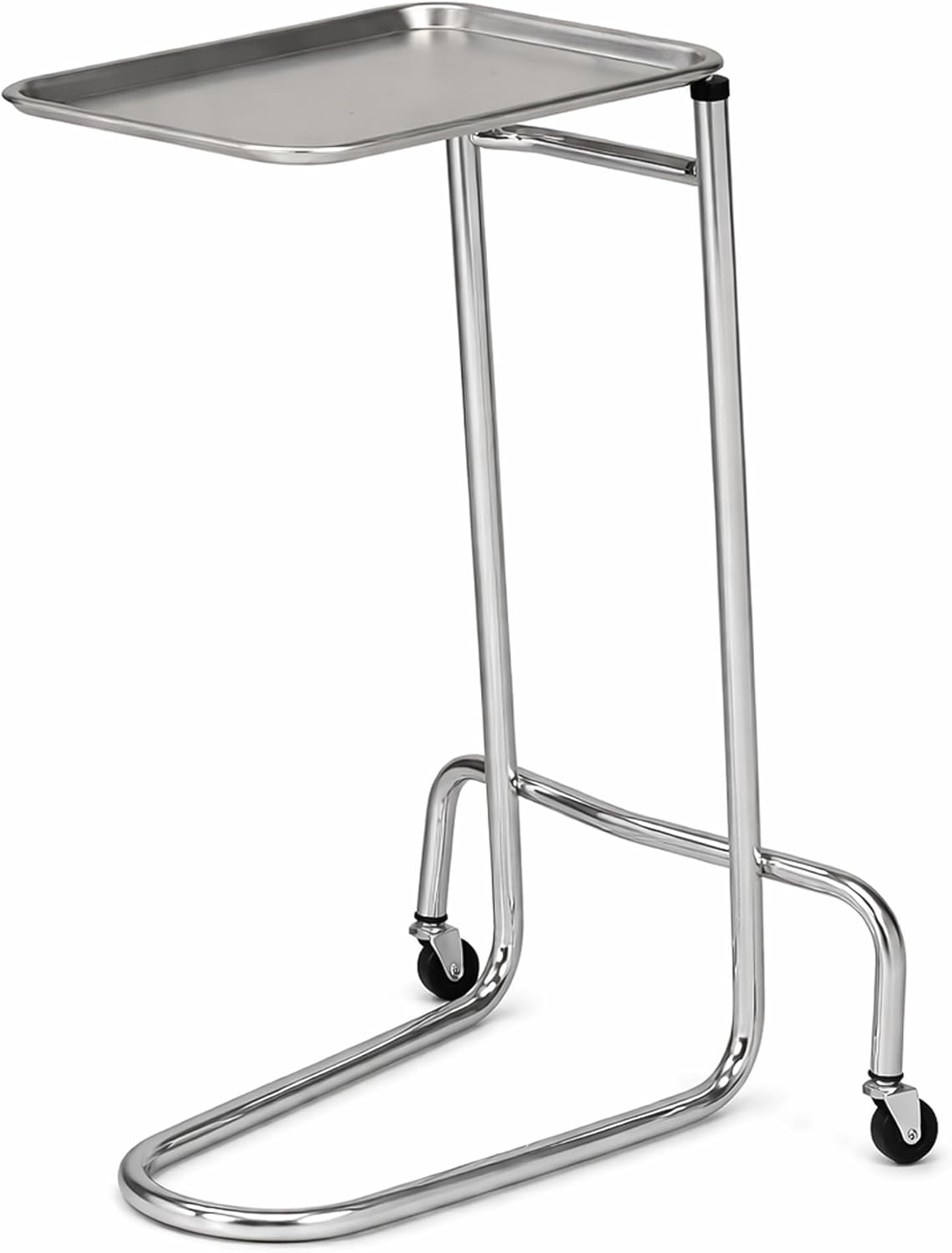 MediChoice Mayo Portable Adjustable Tray Steel Premium Instrument Stand Medical Dental Salon Tattoo Esthetician Mobile Service Cart Table Station Height 34-54 Inch MAYO1201