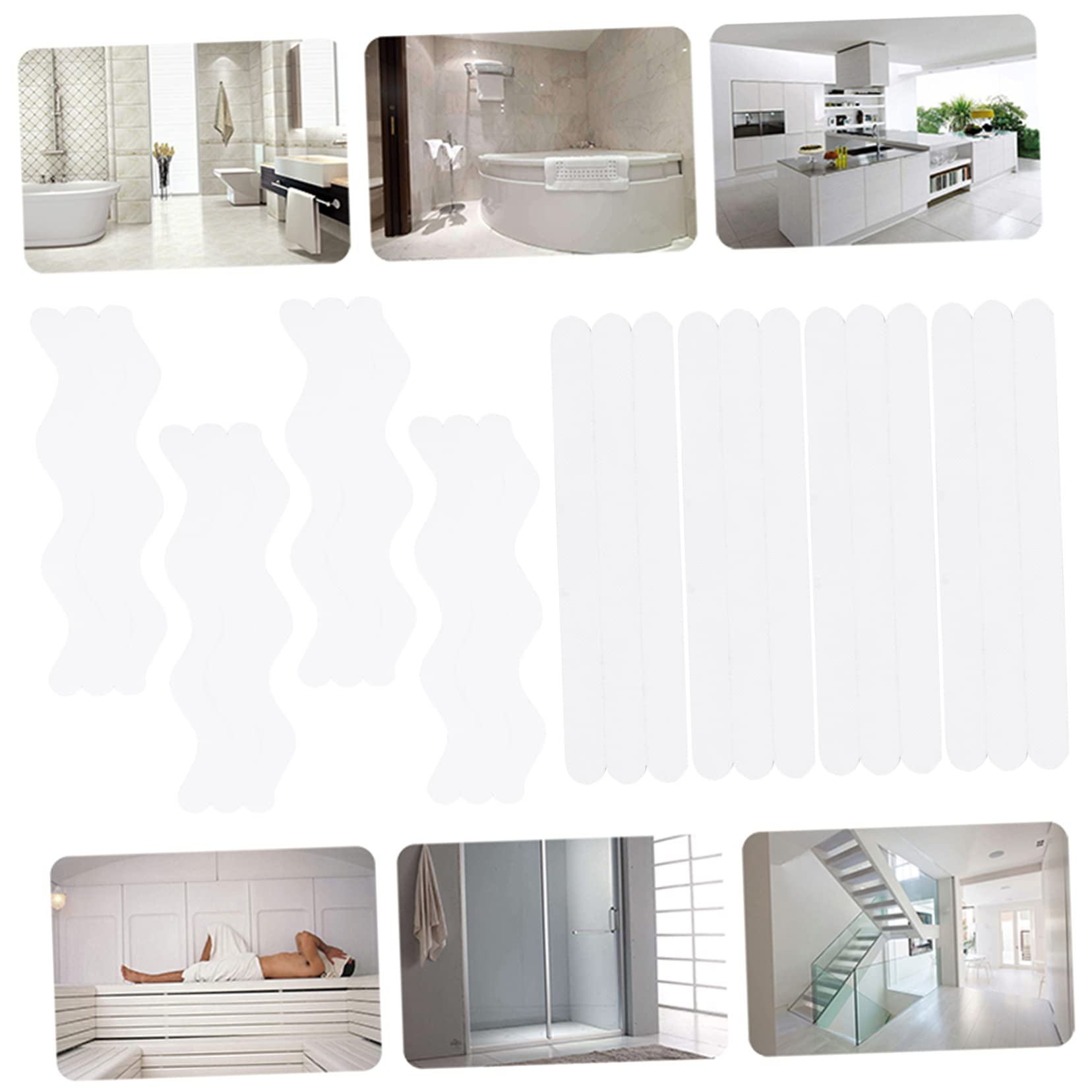 Mikikit 144pezzi Adesivi Antiscivolo per Bagno Strisce Multifunzionali Peva per Scale e Doccia e Sicurezza per Famiglie con Design Facile da Applicare