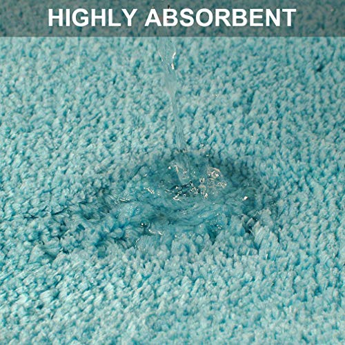 Toilet Bath Rug U-Shaped Mat Shaggy Non-Slip Machine Wash Toilet Carpet Contour Bathroom Rug For Bathroom Decor Tub Shower Floor Accessories (Turquoise) #TOP5