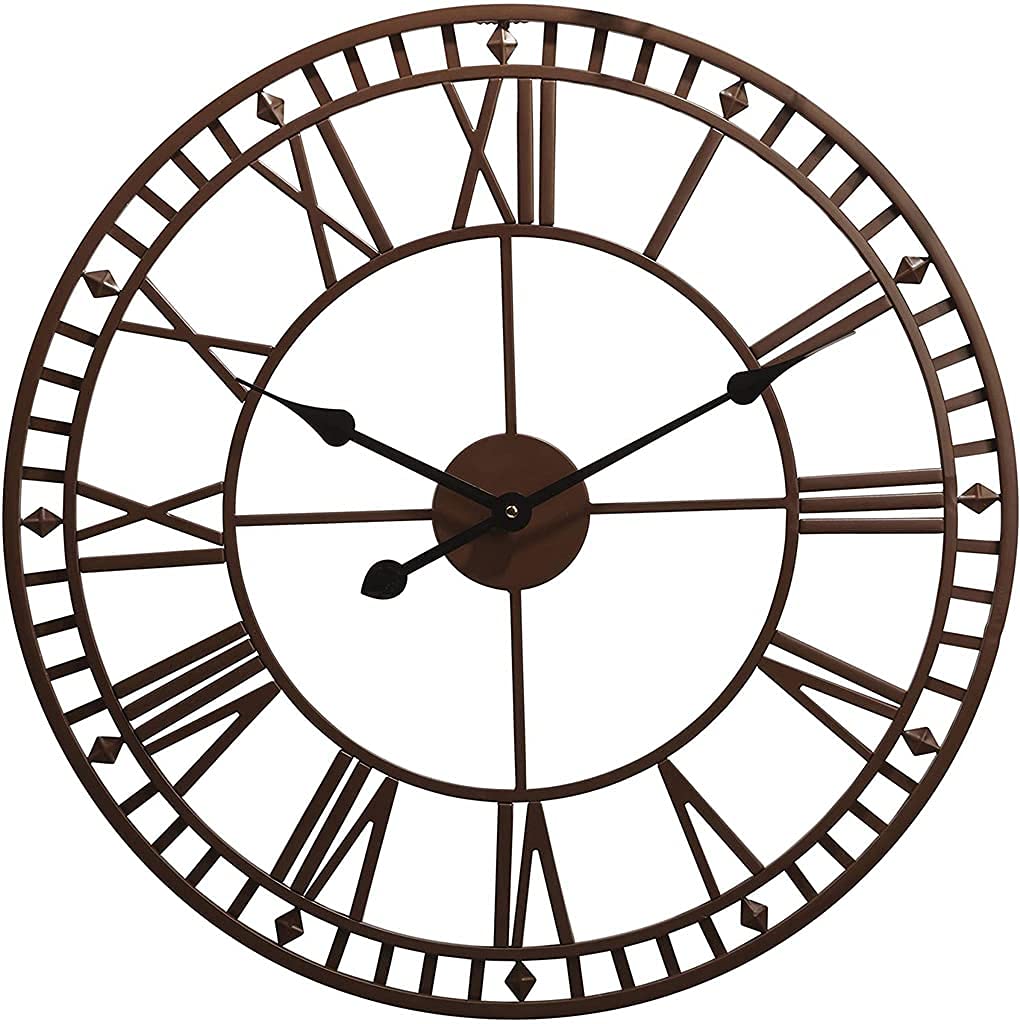 Horloge murale vintage extérieur jardin étanche en fer avec chiffres romains