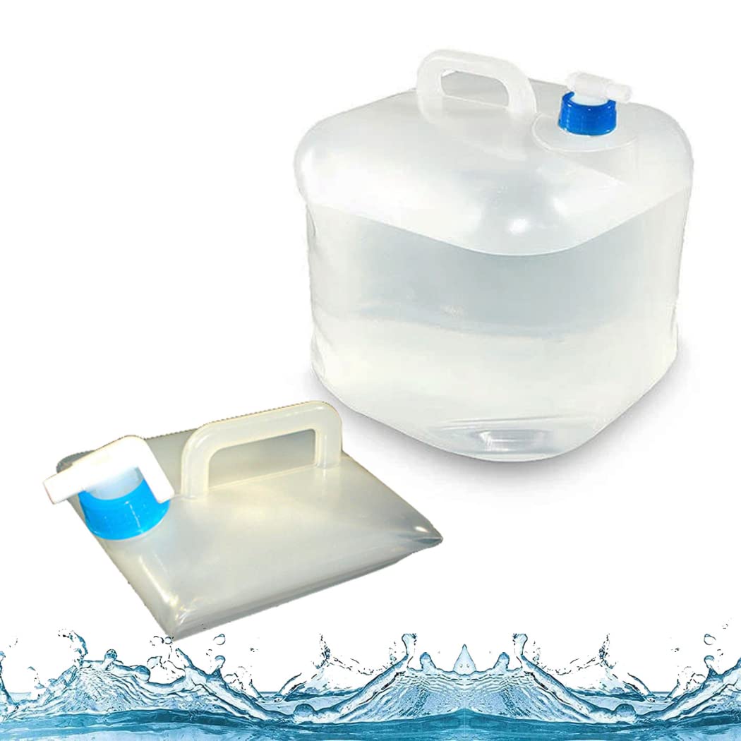 Wasserkanister mit Hahn, Zusammenklappbarer Wasserbehälter mit Großem Auslauf, Falt Wasserkanister Wasseraufbewahrungskanne Camping Wasserflasche für Wandern, Camping, Picknick, Reise