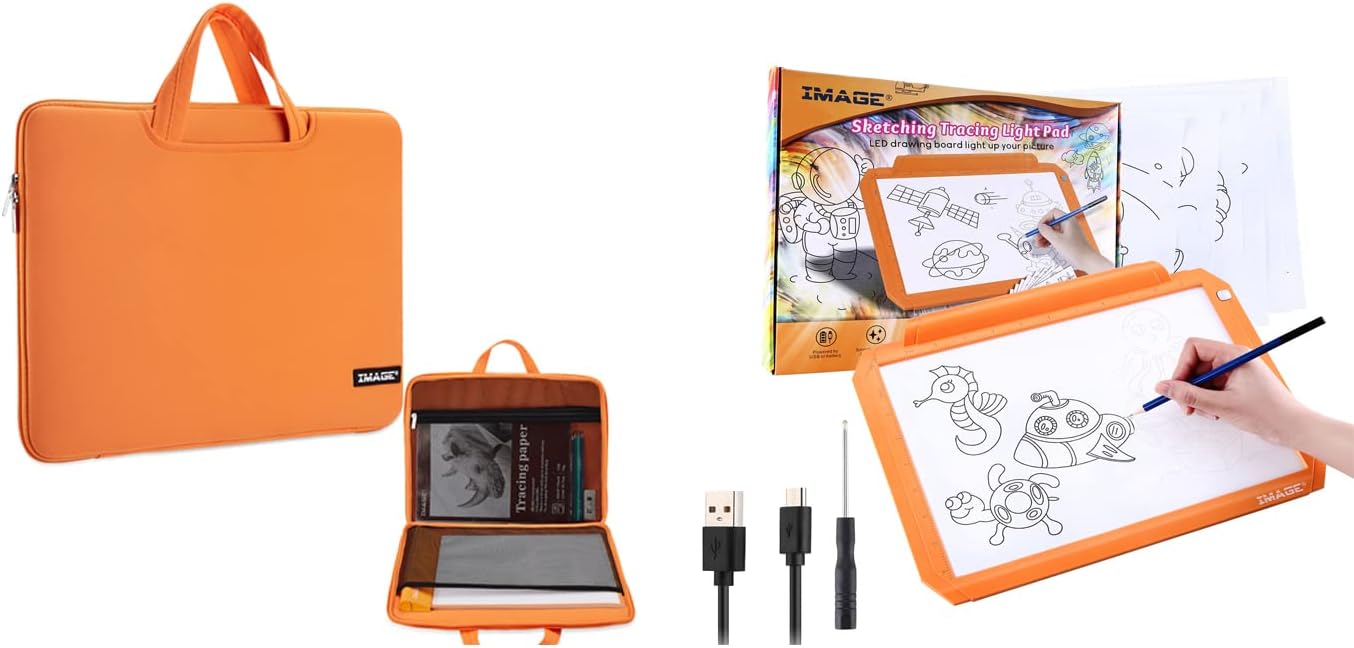 IMAGE A4 Orange Tracing Pad with USB Power & Orange Protective Case