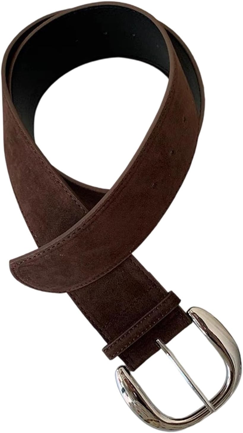 Cintura larga elastica in morbida pelle regolabile alla tradizionale per abiti formali casual in regolabile stabile marrone