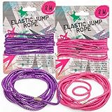 MIJOMA Gummitwist Set – 2 elastische Springseile je 2 m – für Kinder & Erwachsene – farbenfrohes Hüpfspiel für draußen – robust & flexibel – 2 Farben sortiert (Pink & Lila)