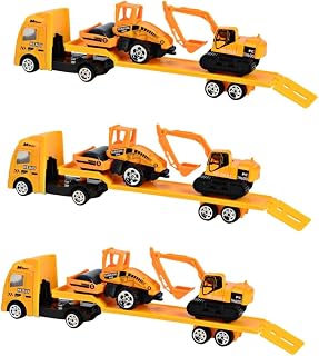 Alasum 3pcs Kids Mini Toys Yellow Kid Car Model Baby Project Car Pull Back Toys Engineering Vehicle Baby