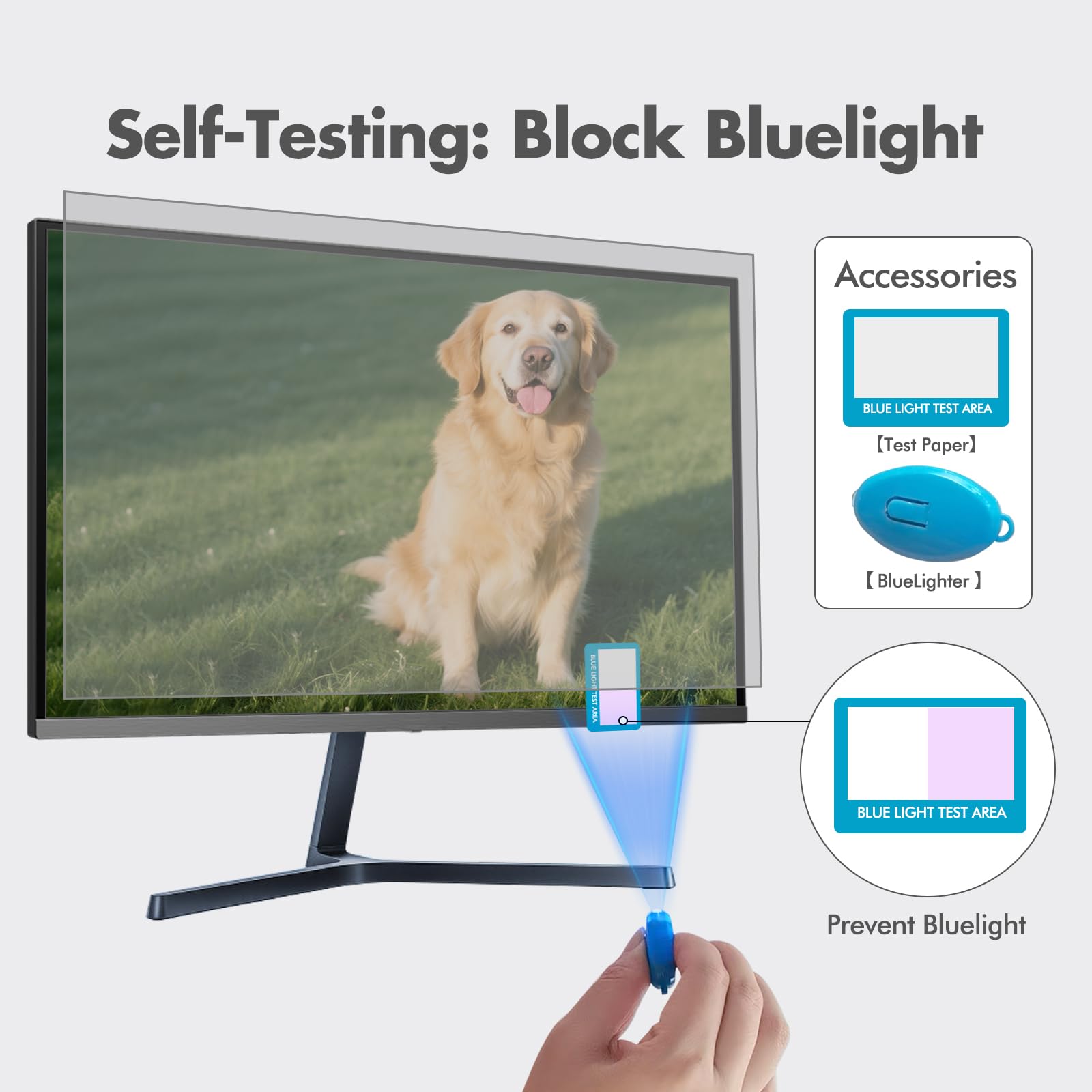 Pellicola protettiva per schermo con blocco della luce blu per monitor di computer da 32" 16:9, design rimovibile, design a sospensione rimovibile, pellicola protettiva antiriflesso HD