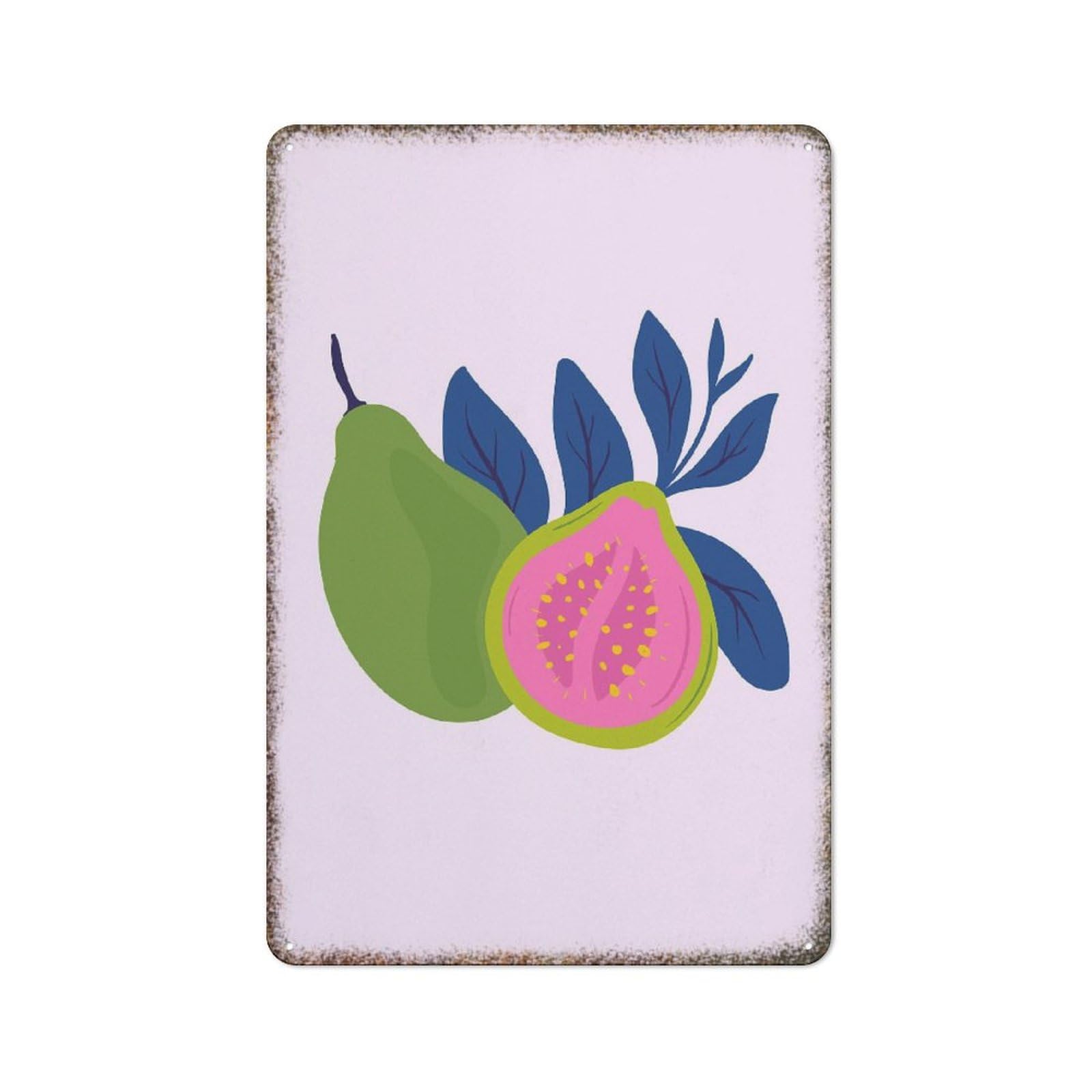 Guava Tropical Fruit Retro Metal Wall Art Fashionable Humorous Style Decor for Farmhouse Fence Home Dining Room 8x12 Inch