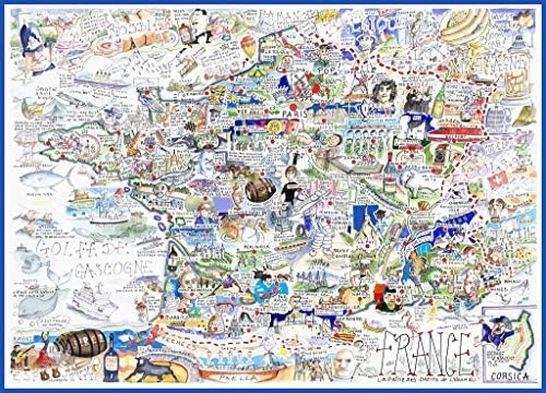 Comical Map Of France, Artwork By Tim Bulmer - 1000 Piece Puzzle For Adults, Large Puzzle 66cm X 50cm In Size. Challenging To Complete But Fun And Humorous. Makes A Great Gift For Birthdays