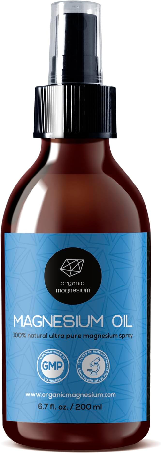 Organic Magnesium Spray Oil - 100% Pure Topical Magnesium Chloride for Leg Cramps from Ancient Zechstein Seabed | Perfect for Sports & Relaxing | for Adults & Kids (6,7oz)