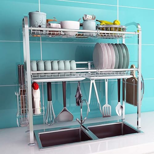 Miniatura 4 de KUYT Escurridor de platos, 2 niveles para cocina sobre el fregadero, escurridor de platos, organizador de vajilla, 3 tamaños33.1 x 11.0 x 32.3in