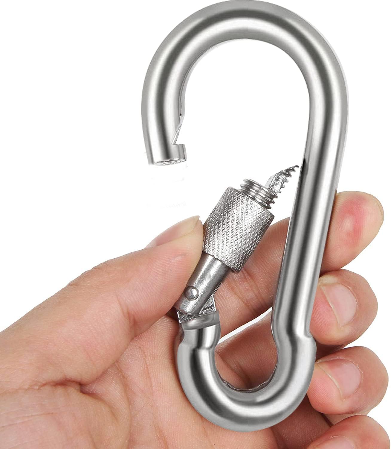 Locking Carabiner Clips, Stainless Steel Spring Snap Hook Locking Carabiner Heavy Duty - 304 Premium Stainless Steel Thumb Screw Carabiner Clip - Image 7