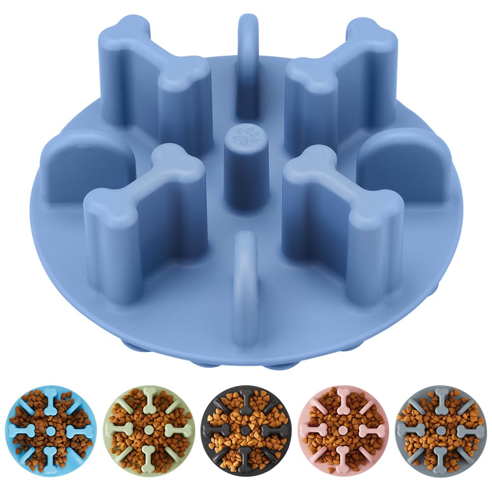 Animire Soft Silicone Anti-Choking Puzzle Feeder Insert - Compatible with Regular Elevated Dog Bowls, Anti-Slip Slow Down Eating Insert