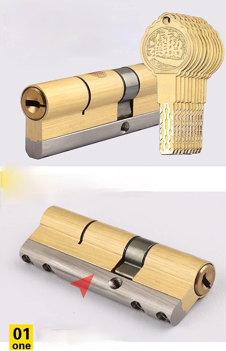 Lock,Cylinder Lock,Upvc Door Locks,Lock Cylinder Standard Anti-Theft Door Lock Core Gate Lock Living Room Door Lock Cylinder Stainless Steel Brass Lock 10 Keys (Color : 70mm35add35) (Color : 80mm40an