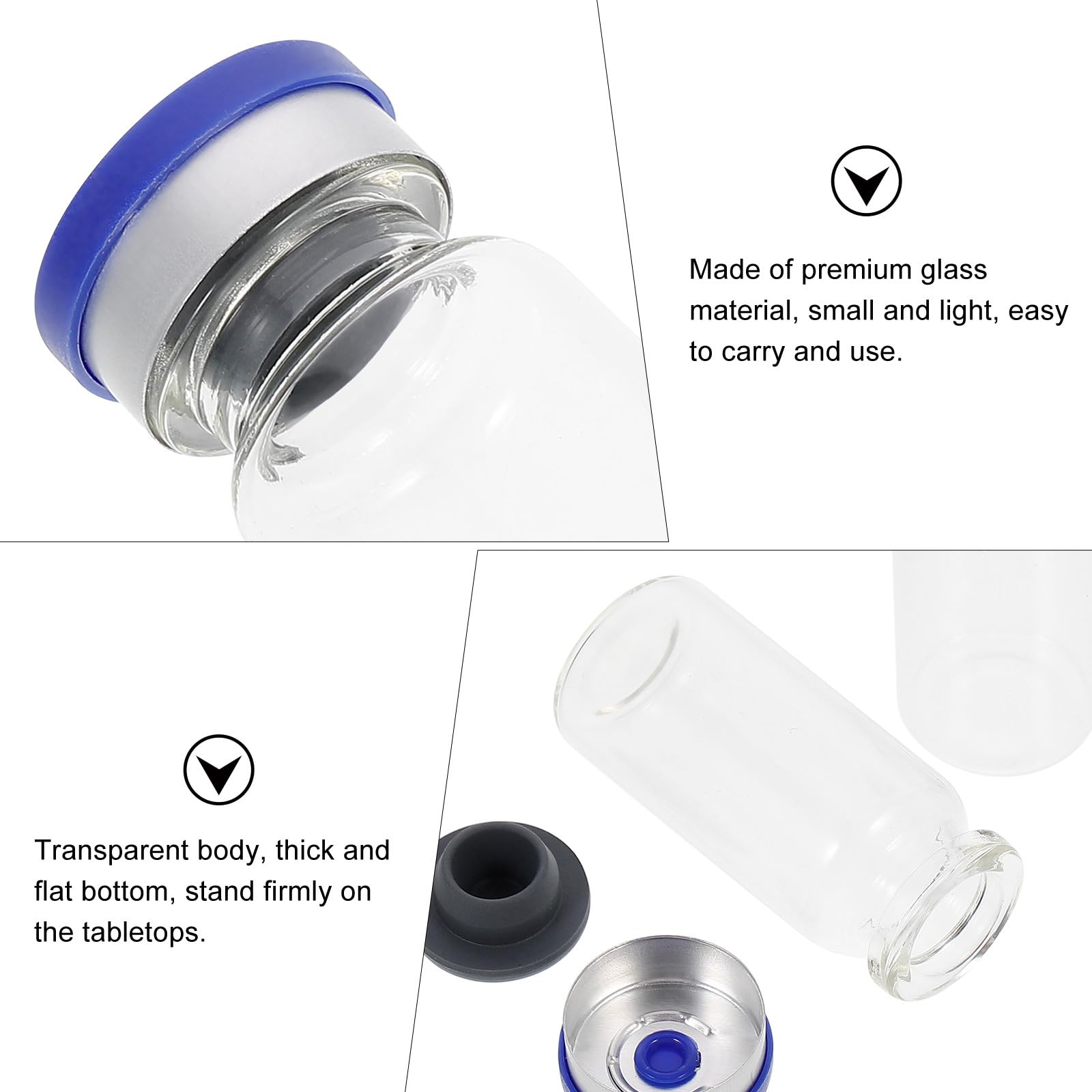 Laboratorio de Vidrio Transparente 10 Ml, Botellas Rellenable con Tapa Hermética, 100 Unidades para Almacenamiento de Reactivos y Muestras en Laboratorio, Uso Profesional