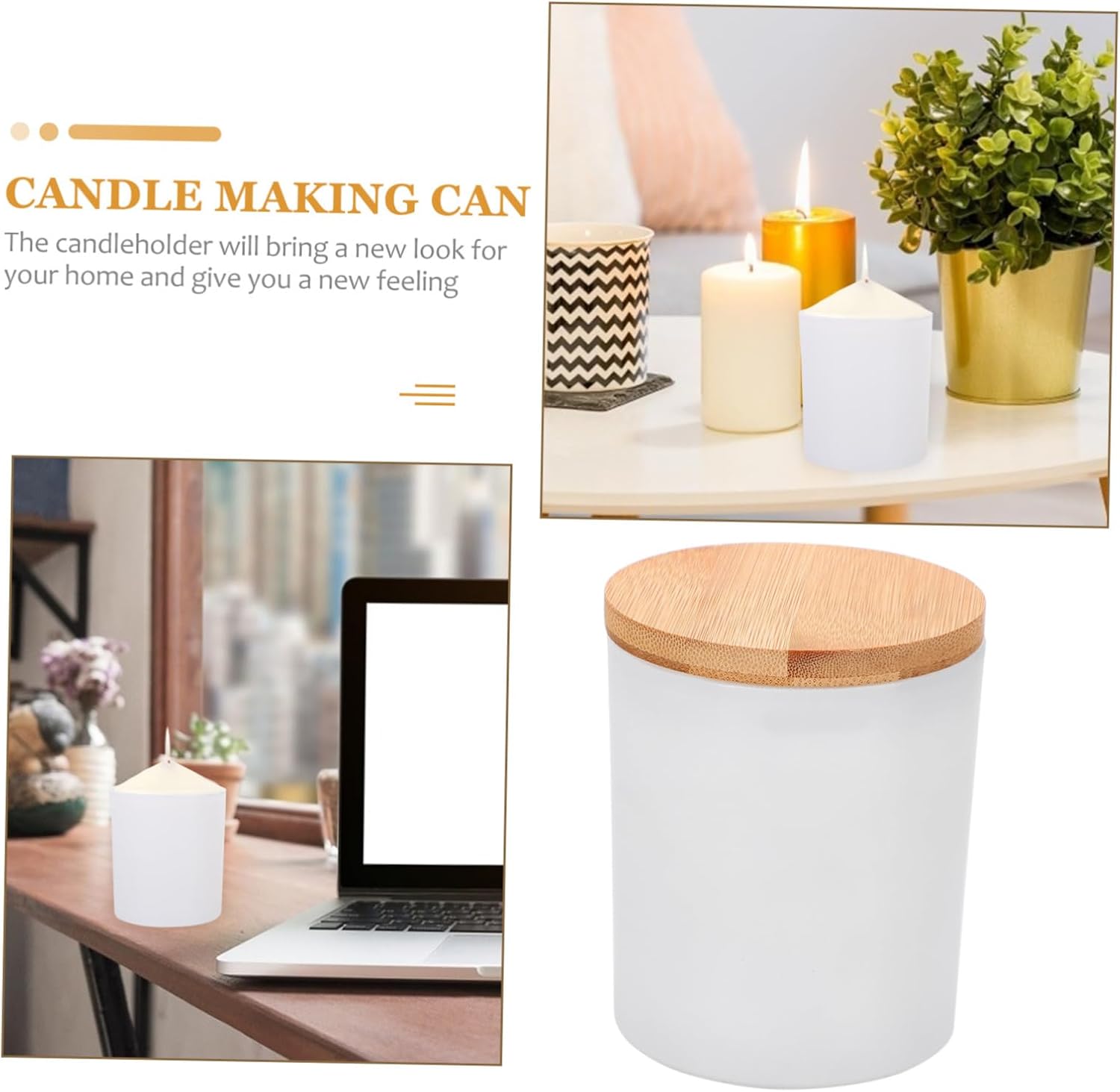 Veemoon 4Sets Glass Candle Making Jars with Lids DIY Aromatherapy Scented Candle Tins for Home Decor Bedroom Office Use Design