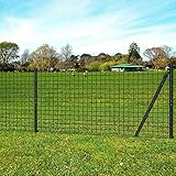 YuMeng Eurozaun, Maschendrahtzaun, Zaunpfosten, Zaun Garten, Gartenzäune, Gartenzaun Komplettset, Katzenzaun, Hühnerzaun, Stahl 25 x 1,5 m Grau