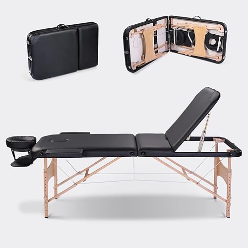 Mesa de masaje profesional de 3 secciones portátil, 84 pulgadas, cama de masaje ergonómica para salón, spa, cama facial para esteticista, capacidad