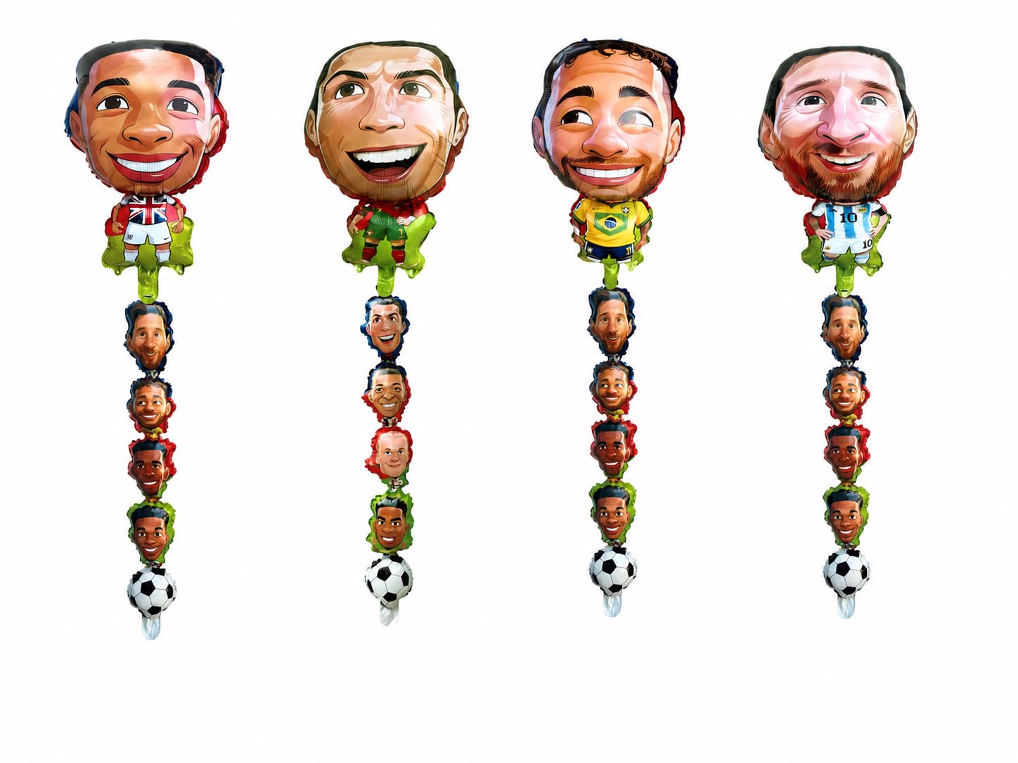 World Cup football player inspired balloons pack of 4