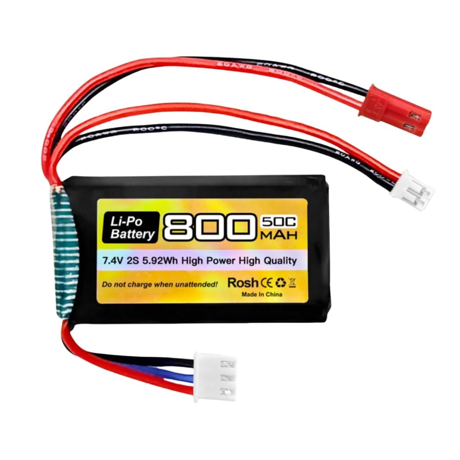 MOONZON 7.4V LiPo 2S 800mAh Battery With USB Cable – JST & PH2.0 Plugs For SCX24 RC Cars, Drones, 1/10-1/24 Scale Models - View #9