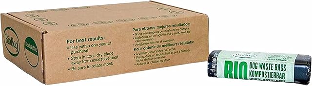 Biodegradable and 100% Compostable Large Dog Waste Bags, 210 Black Bags EN13432 Certified