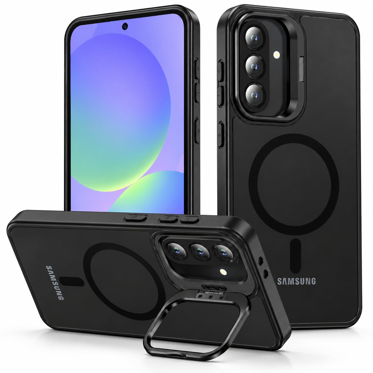 DIZORO Polycarbonate Samsung Galaxy S25 FE Case Compatible with Mag Safe & Wireless Charging,with Camera Stand,Military Grade Drop Tested,Translucent Hard Back Soft Edge Back Cover (Black) — Amazon image 12