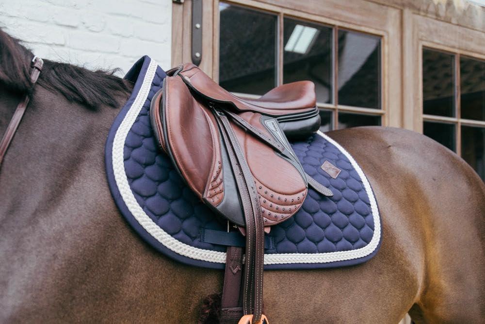 Kentucky Horsewear – Manta con cordón trenzado – Manta para silla de montar – Saltar – Azul marino