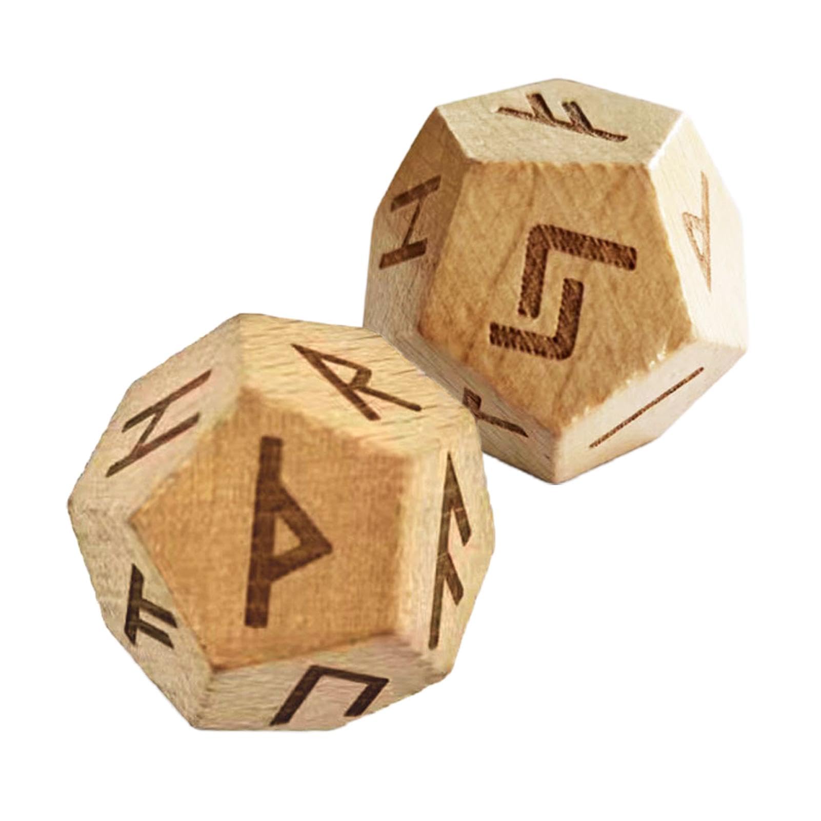 Set Di In Legno - Set Di Da Collezione Da 2 Pezzi, Dadi Runici Piccoli | Dadi Da Divinazione Futhark Elder Intagliati Multiuso, Vichinghe Per Viaggi, Intrattenimento, Meditazione, (1,34