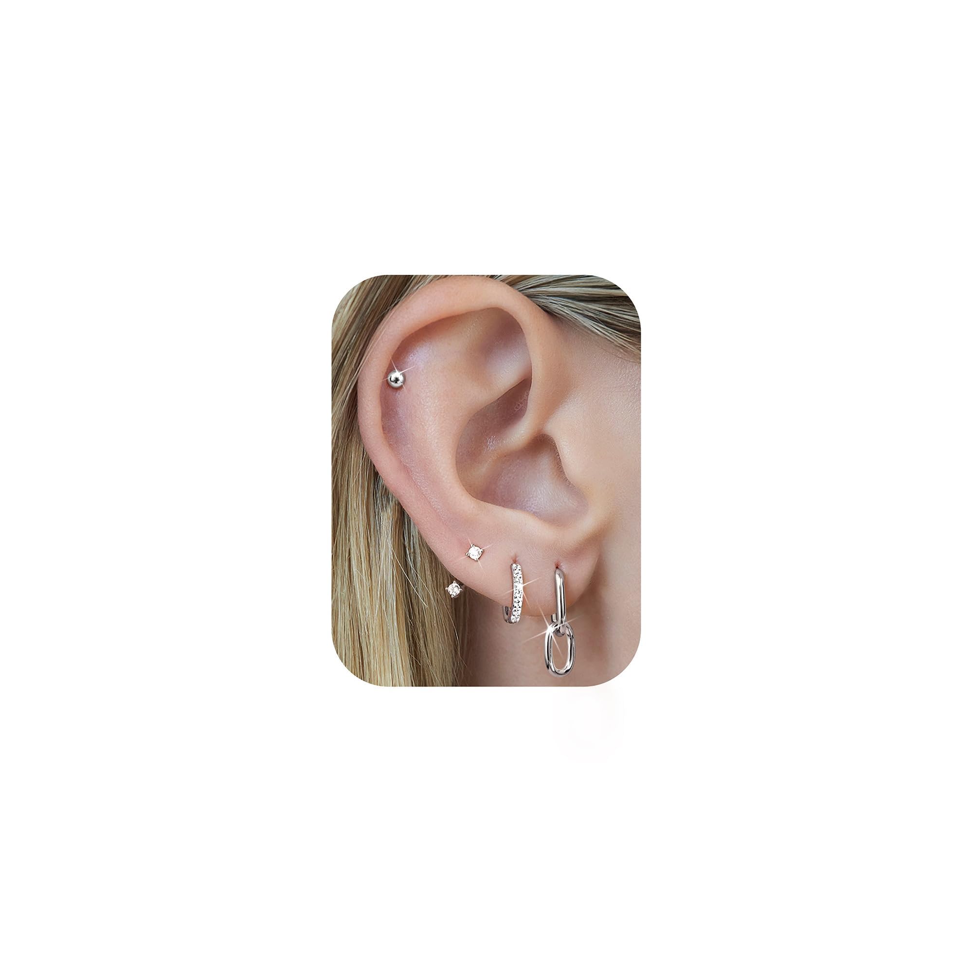 4 Paires Boucles D'Oreilles Hypoallergéniques Dos Plat – Or 14 Carats, Acier Inoxydable, Femme