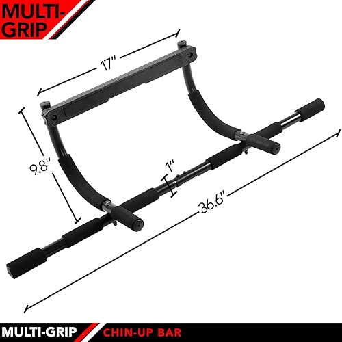 Miniatura 2 de JFIT Barra de barbilla multiagarre con 12 agarres acolchados, soporta hasta 300 libras