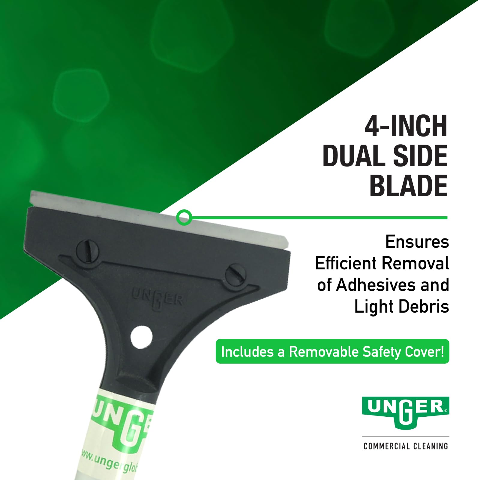 UNGER Commercial Light-Duty Floor Scraper - 4 Foot Aluminum Handle LH12C | Reversible 4 Metal Blade Head; Removes Gum Stickers and Wax Buildup; lightweight design; Ergonomic Grip product thumbnail 7