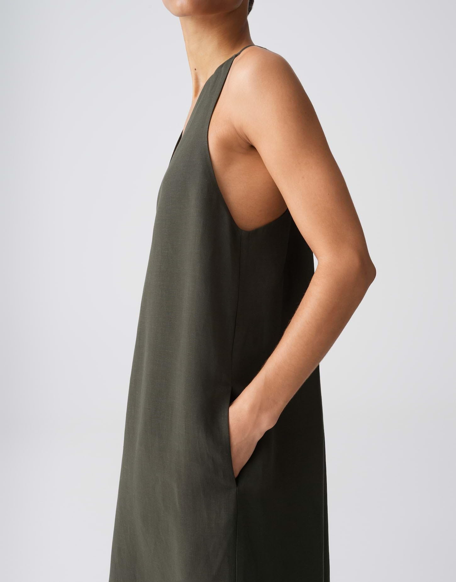 OPUS Damen Midikleid | Neckholderkleid aus nachhaltigem Viskose Leinen Mix