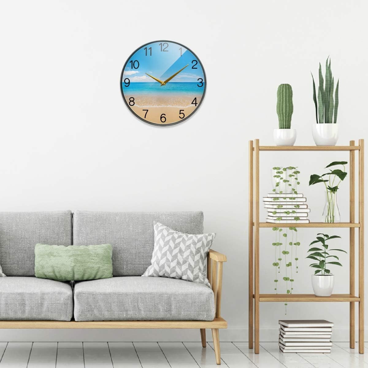 ハイクオリティ Chovy 掛け時計 サイレント 連続秒針 壁掛け時計 インテリア 置き時計 北欧 おしゃれ かわいい 砂浜 ハワイ 海 自然風景 ブルー 部屋装飾 子供部屋 プレゼント Apaesaoroque Com Br